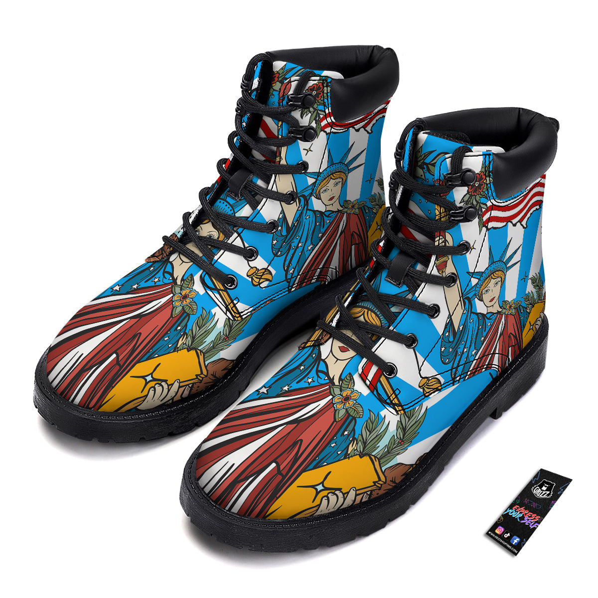 Statue Of Liberty USA Print Boots-grizzshop