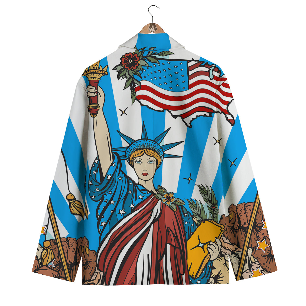 Statue Of Liberty USA Print Men's Blazer-grizzshop