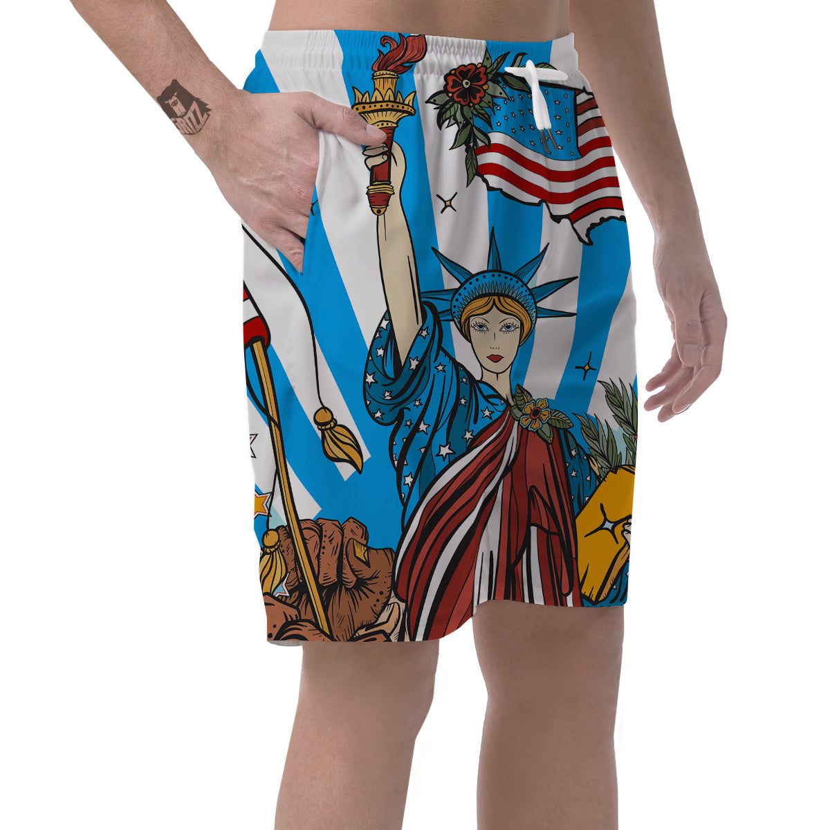 Statue Of Liberty USA Print Men's Shorts-grizzshop