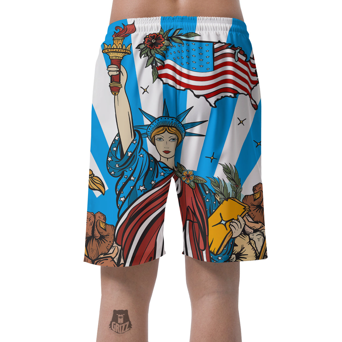 Statue Of Liberty USA Print Men's Shorts-grizzshop