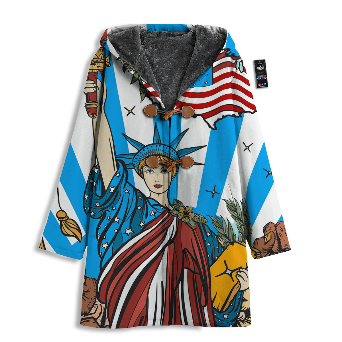 Statue Of Liberty USA Print Men's Windbreaker Jacket-grizzshop