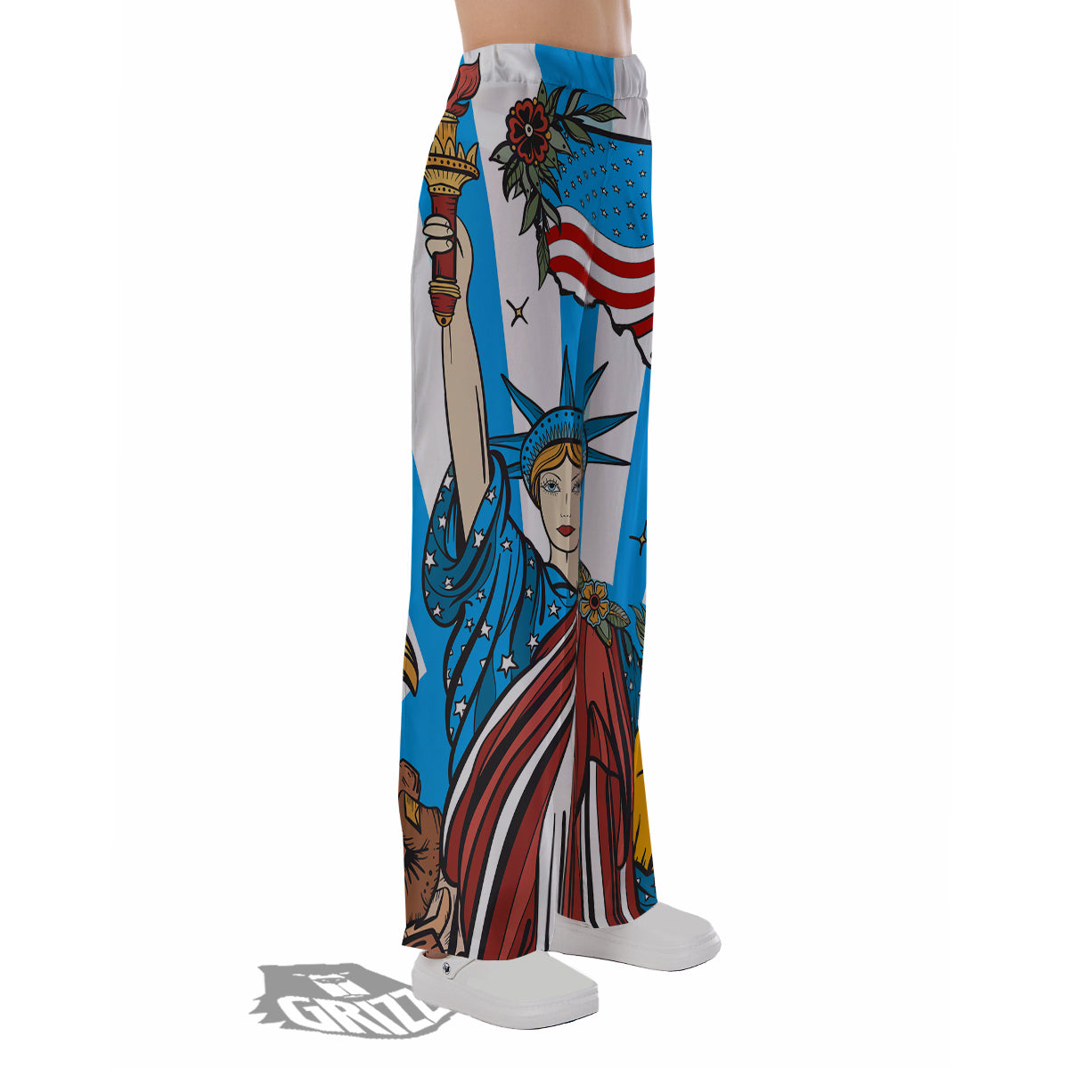 Statue Of Liberty USA Print Pajama Pants-grizzshop