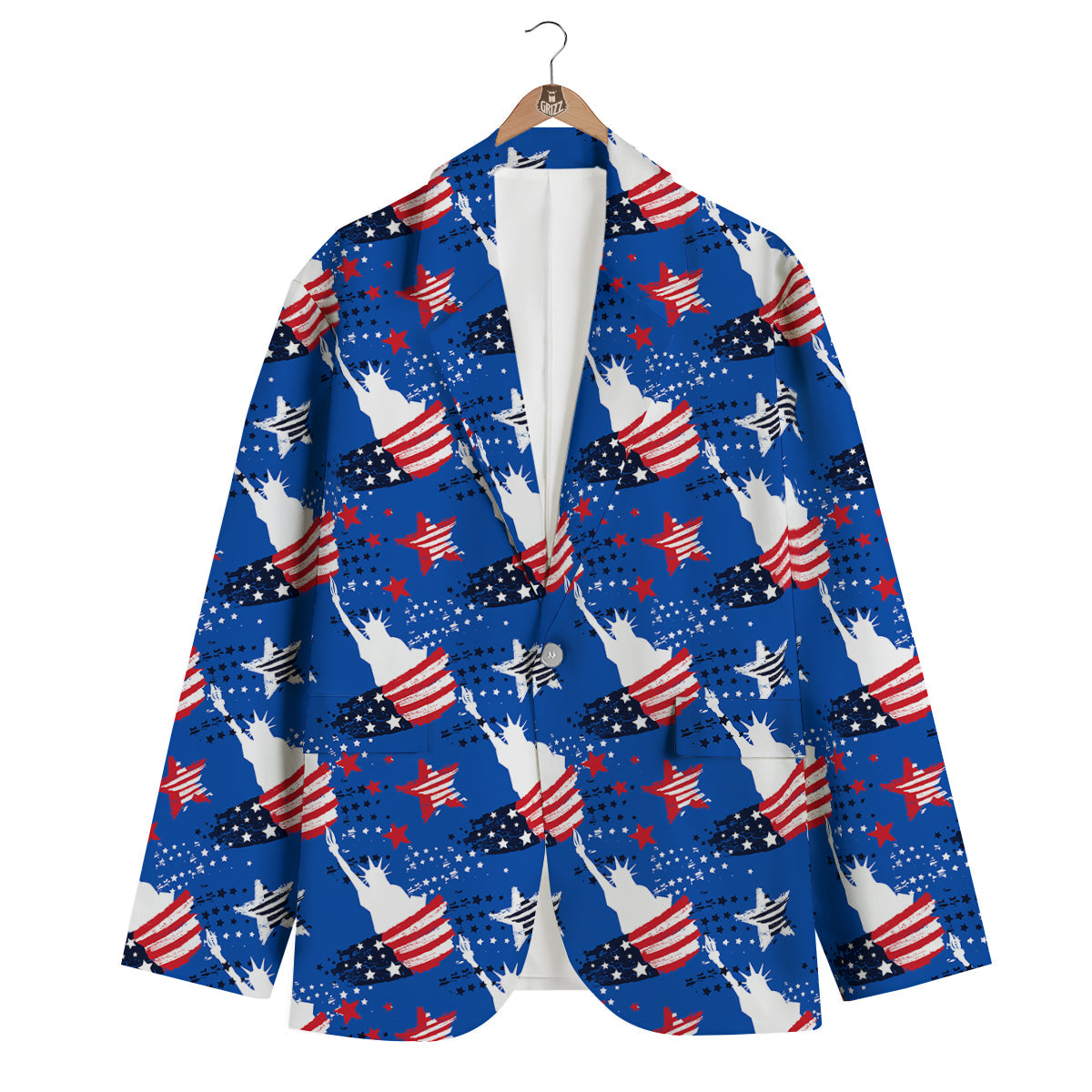 Statue Of Liberty USA Print Pattern Men's Blazer-grizzshop