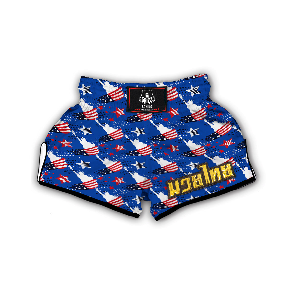 Statue Of Liberty USA Print Pattern Muay Thai Boxing Shorts-grizzshop