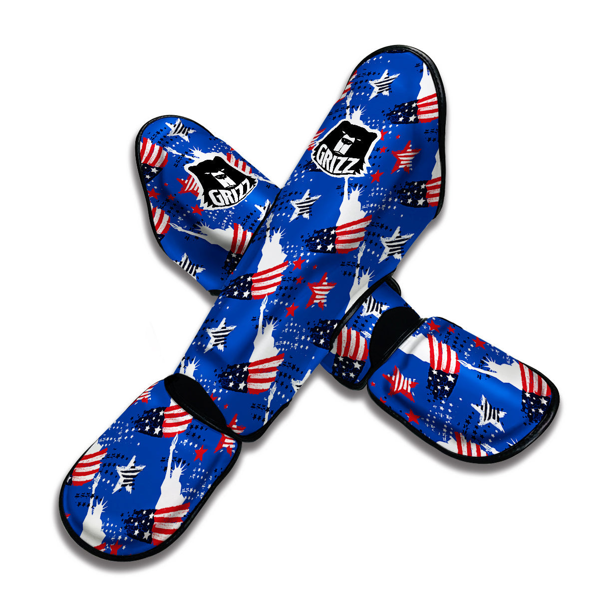 Statue Of Liberty USA Print Pattern Muay Thai Shin Guards-grizzshop