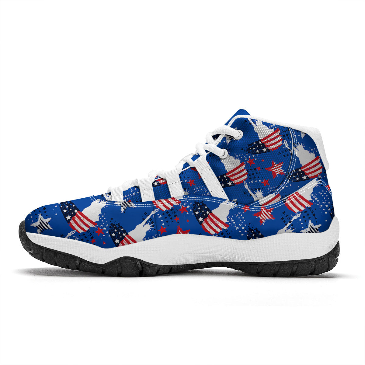 Statue Of Liberty USA Print Pattern White Bball Shoes-grizzshop