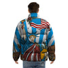 Statue Of Liberty USA Print Puffer Jacket-grizzshop