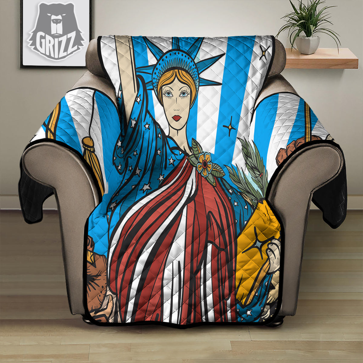 Statue Of Liberty USA Print Recliner Protector-grizzshop