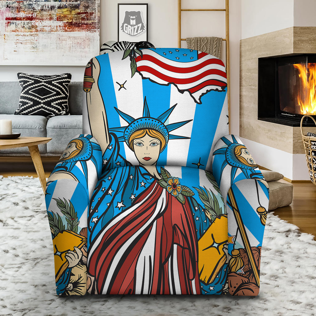 Statue Of Liberty USA Print Recliner Slipcover-grizzshop