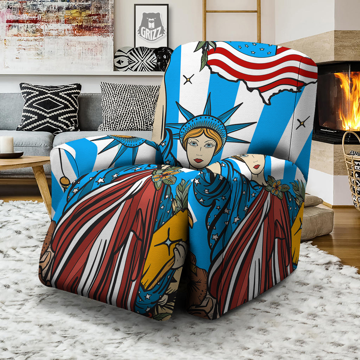 Statue Of Liberty USA Print Recliner Slipcover-grizzshop