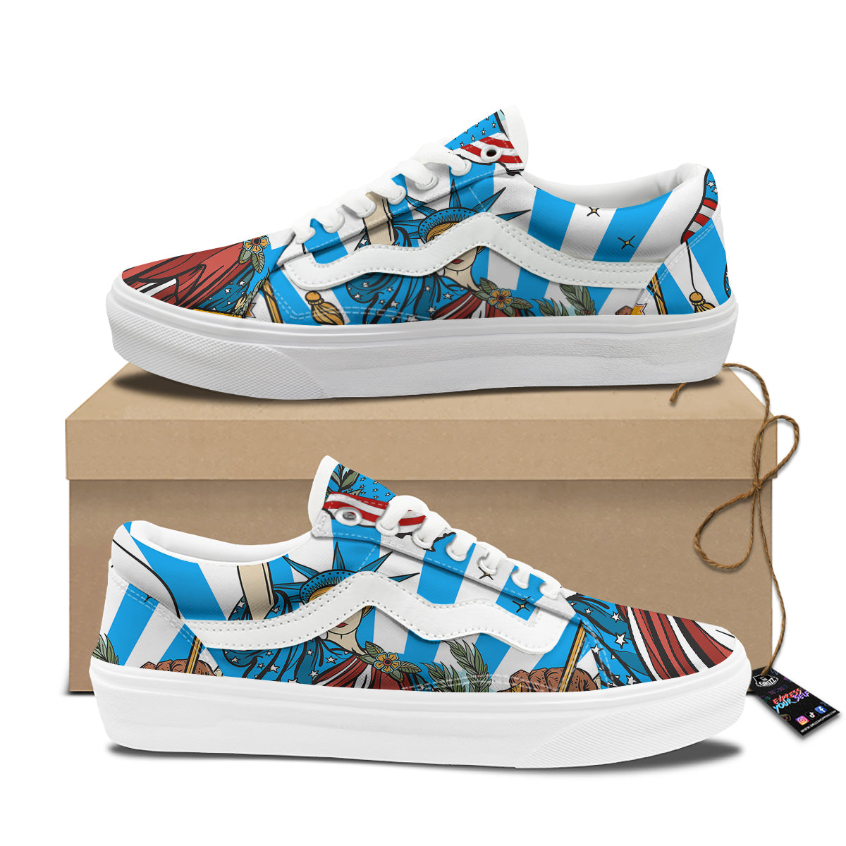 Statue Of Liberty USA Print Skate Shoes-grizzshop