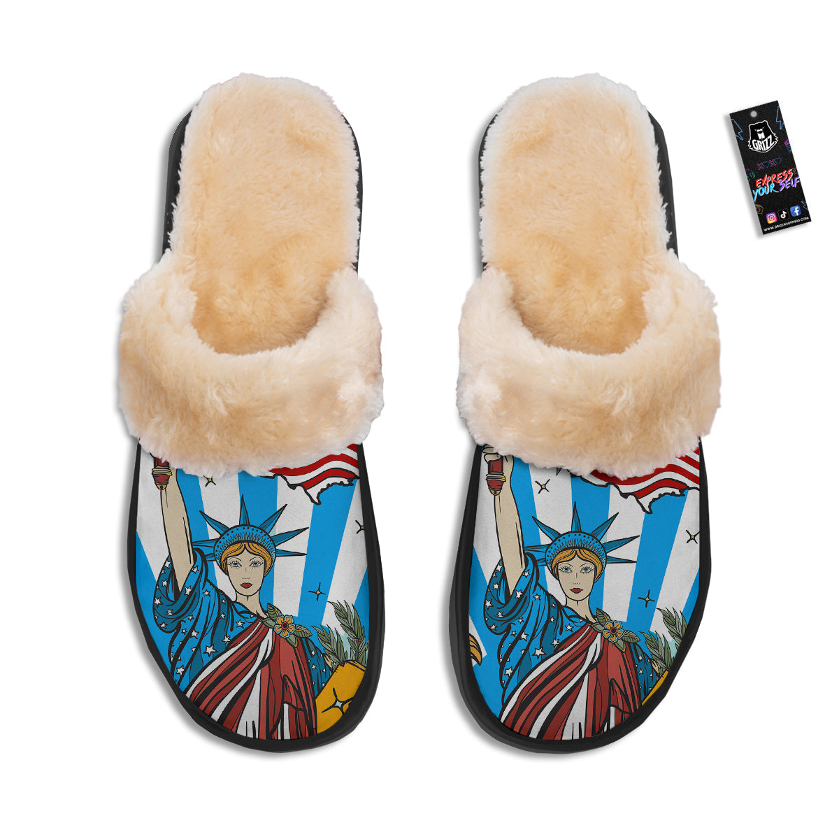 Statue Of Liberty USA Print Slippers-grizzshop