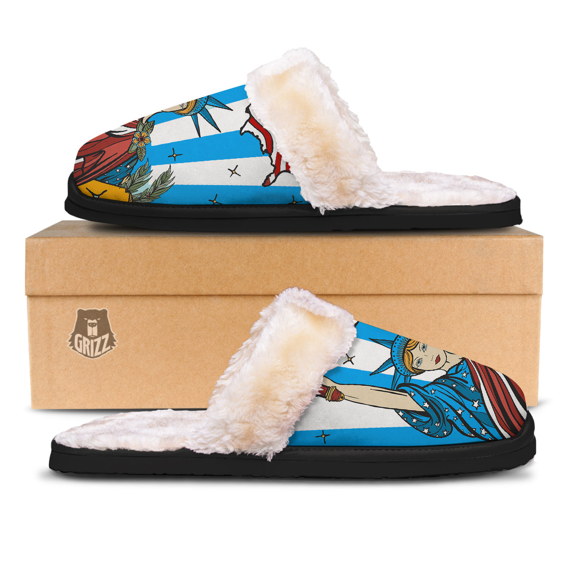 Statue Of Liberty USA Print Slippers-grizzshop