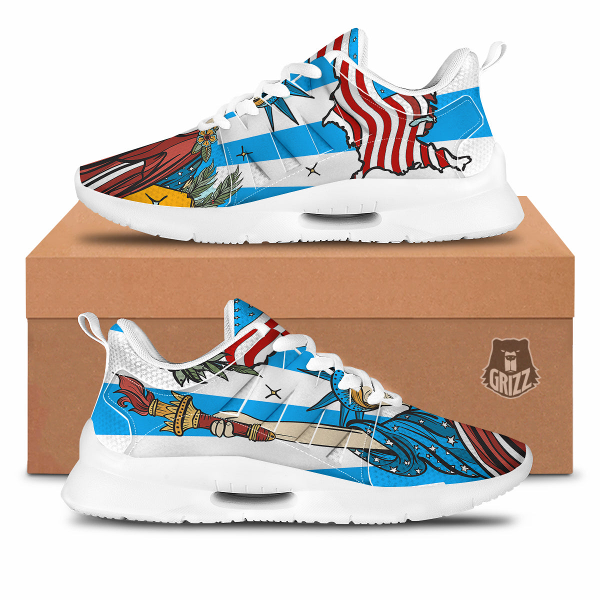 Statue Of Liberty USA Print Tennis Shoes-grizzshop