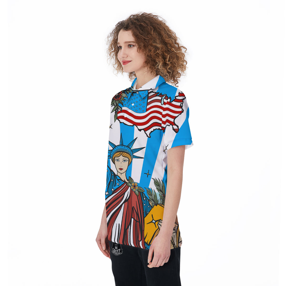 Statue Of Liberty USA Print Women's Golf Shirts-grizzshop