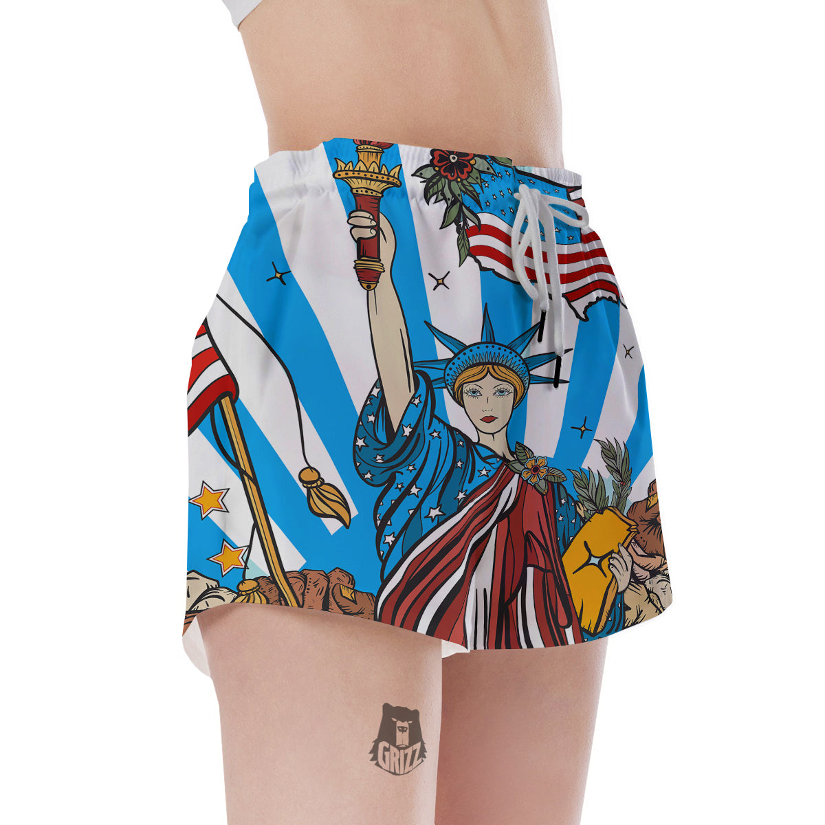 Statue Of Liberty USA Print Women's Shorts-grizzshop