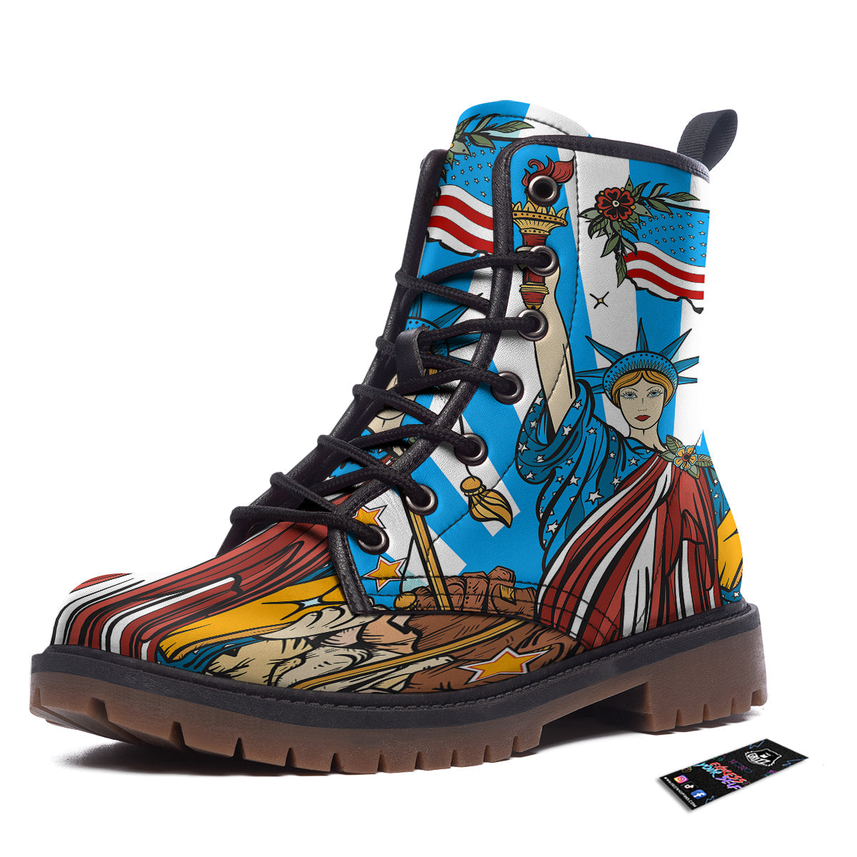 Statue Of Liberty USA Print Work Boots-grizzshop