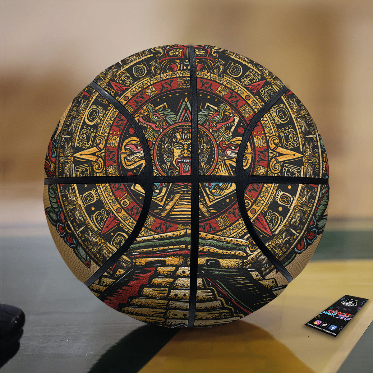 Statue Ancient Mayan Print Basketball