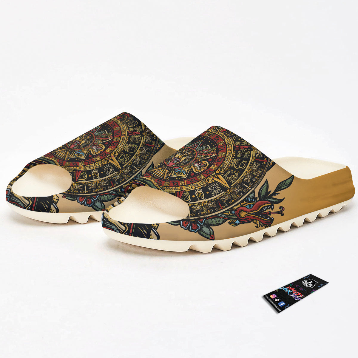 Statue Ancient Mayan Print Sandals-grizzshop