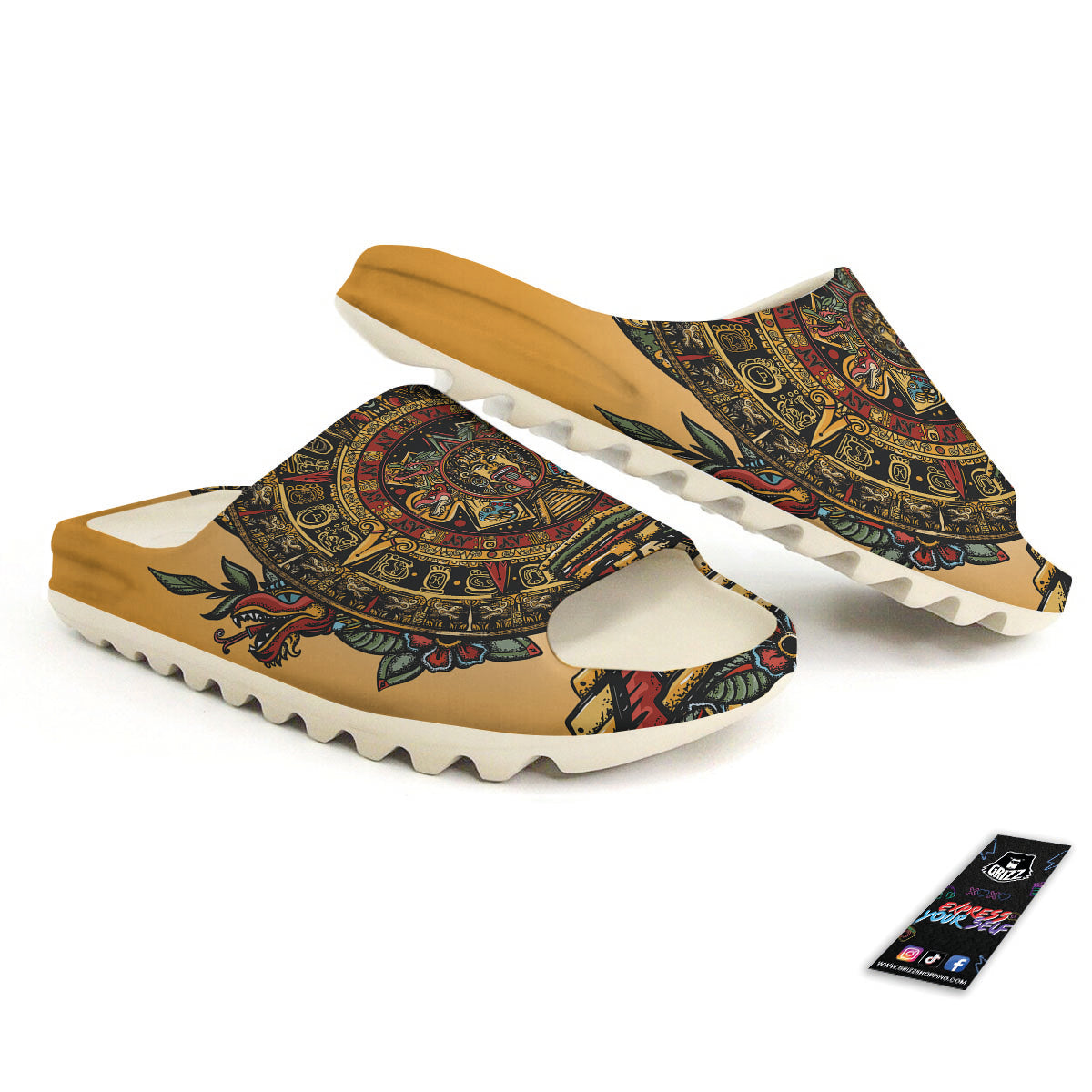 Statue Ancient Mayan Print Sandals-grizzshop