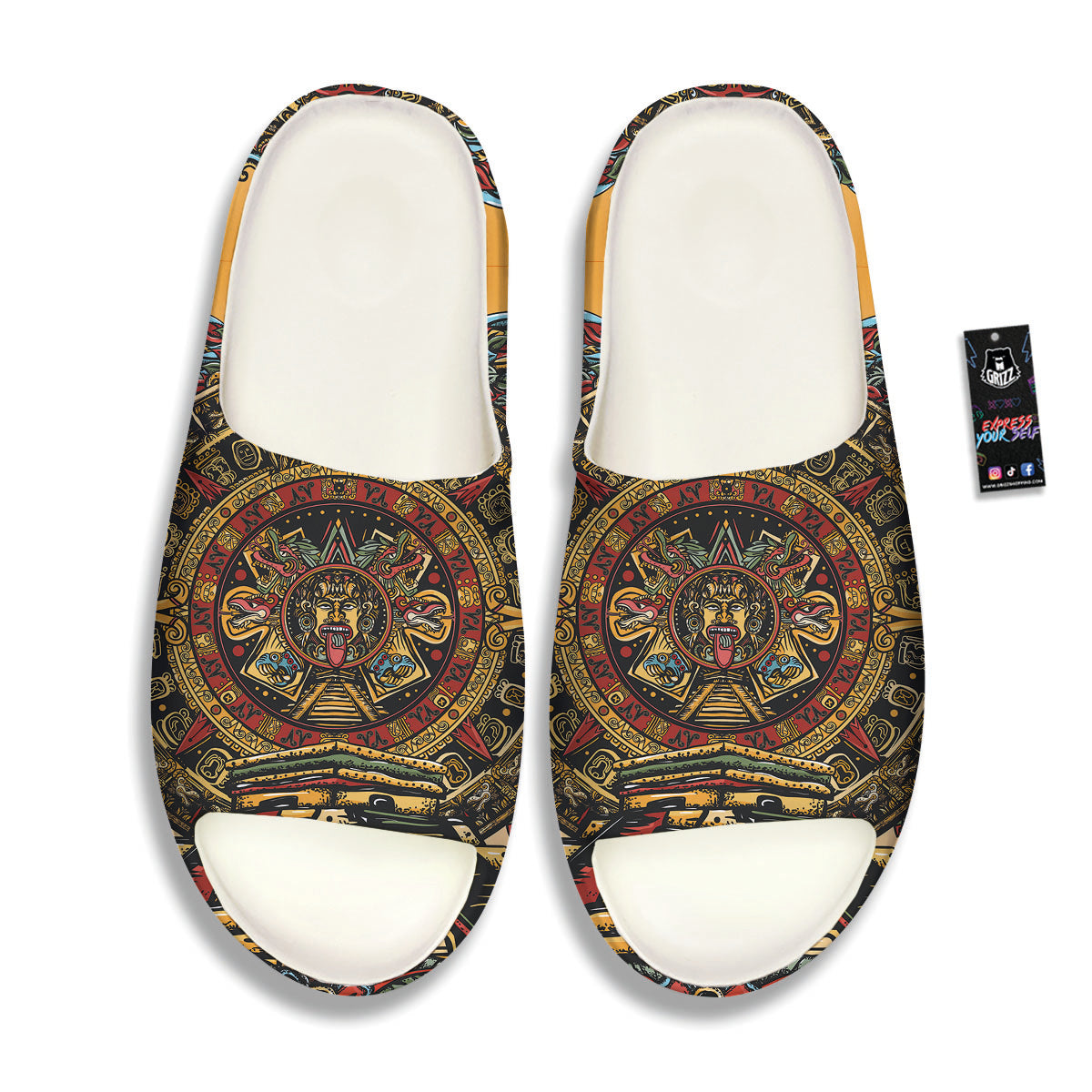 Statue Ancient Mayan Print Sandals-grizzshop