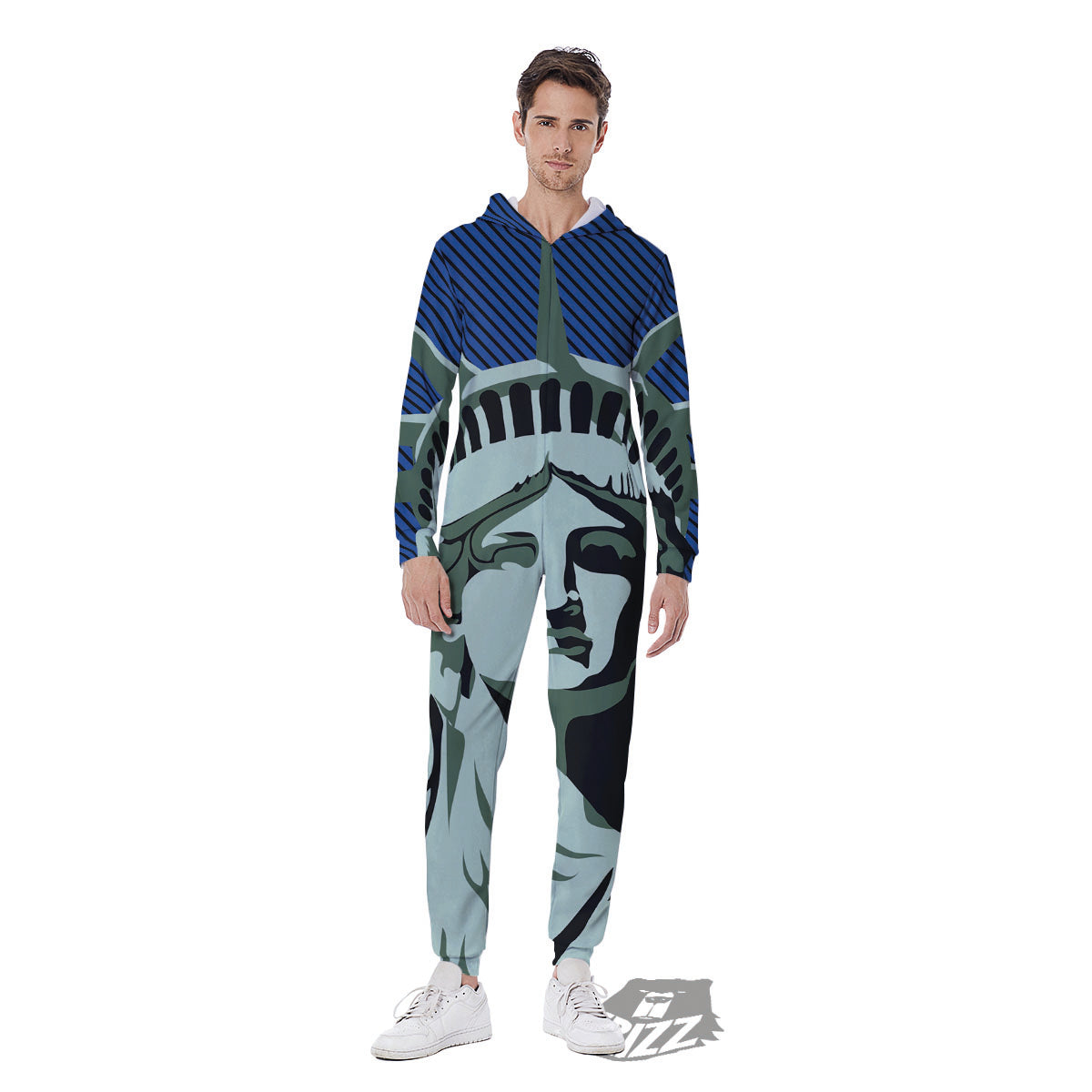 Statue Of Liberty American Print Men's Jumpsuit-grizzshop