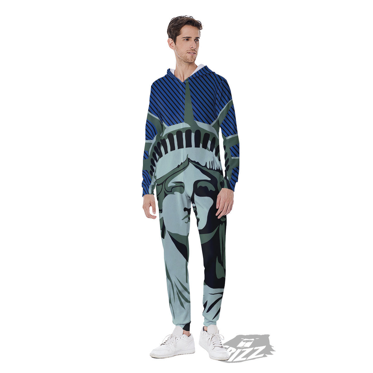 Statue Of Liberty American Print Men's Jumpsuit-grizzshop