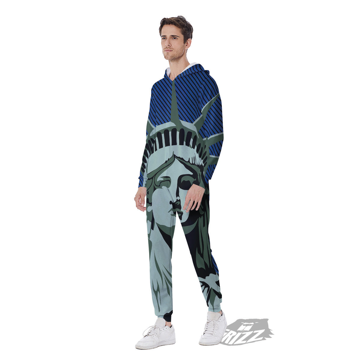 Statue Of Liberty American Print Men's Jumpsuit-grizzshop