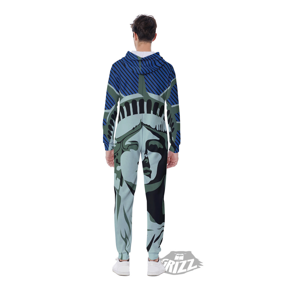 Statue Of Liberty American Print Men's Jumpsuit-grizzshop