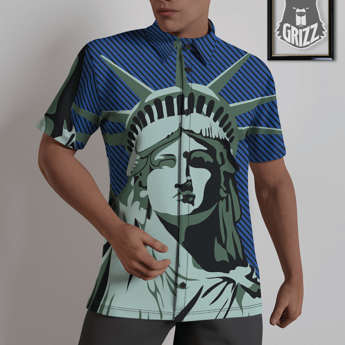 Statue Of Liberty American Print Untucked Shirts-grizzshop