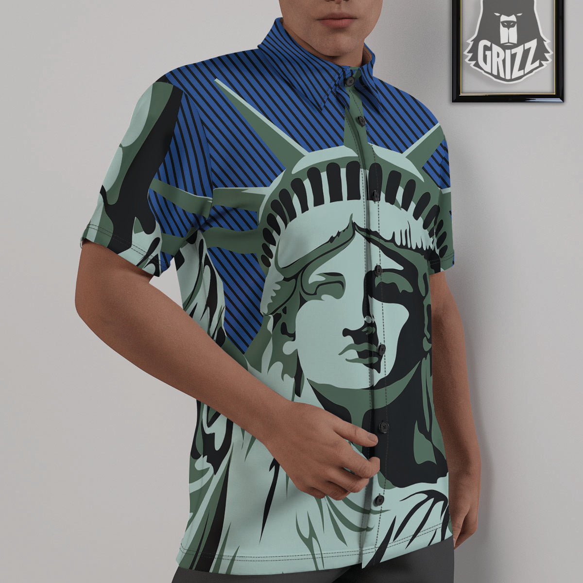 Statue Of Liberty American Print Untucked Shirts-grizzshop