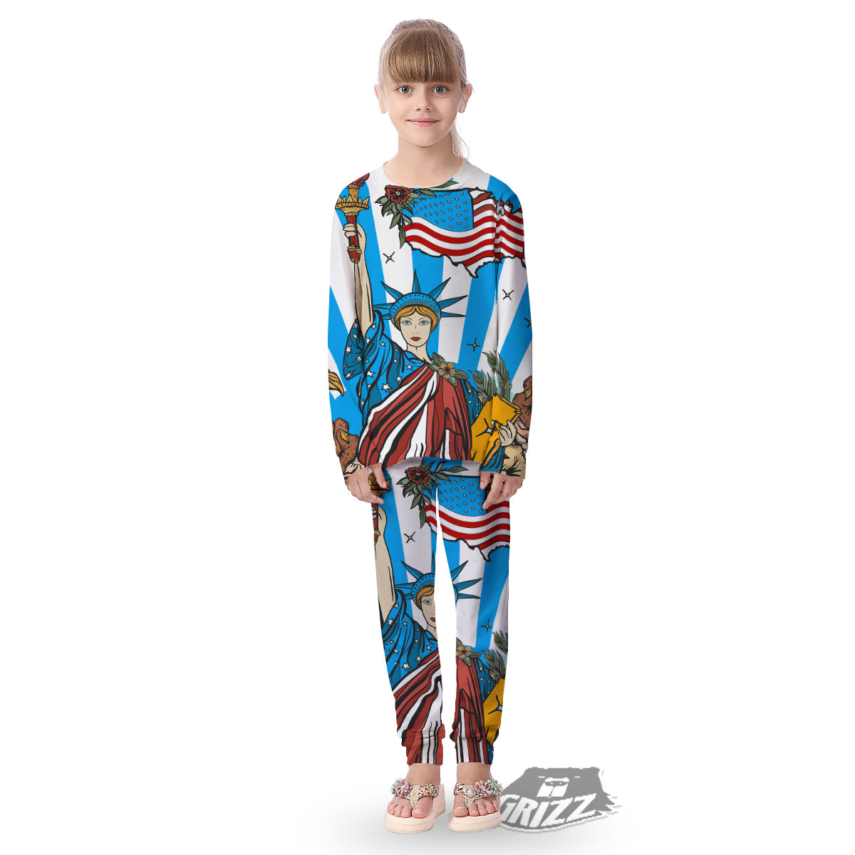 Statue Of Liberty USA Print Kid's Pajamas-grizzshop