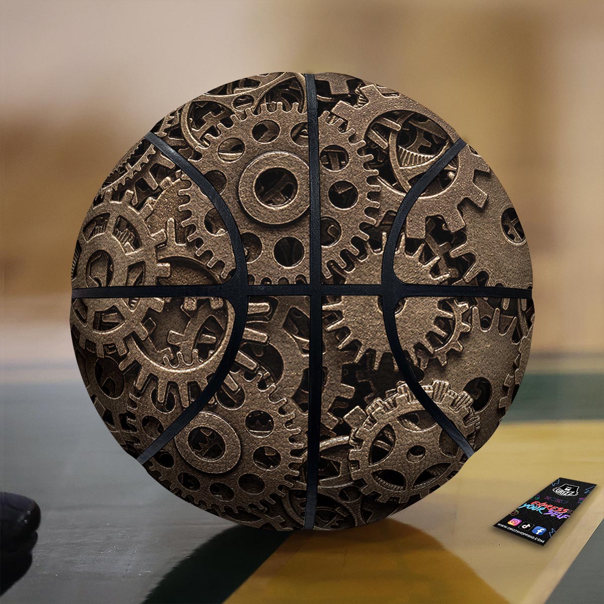 Steampunk Brass Gears And Cogs Print Basketball