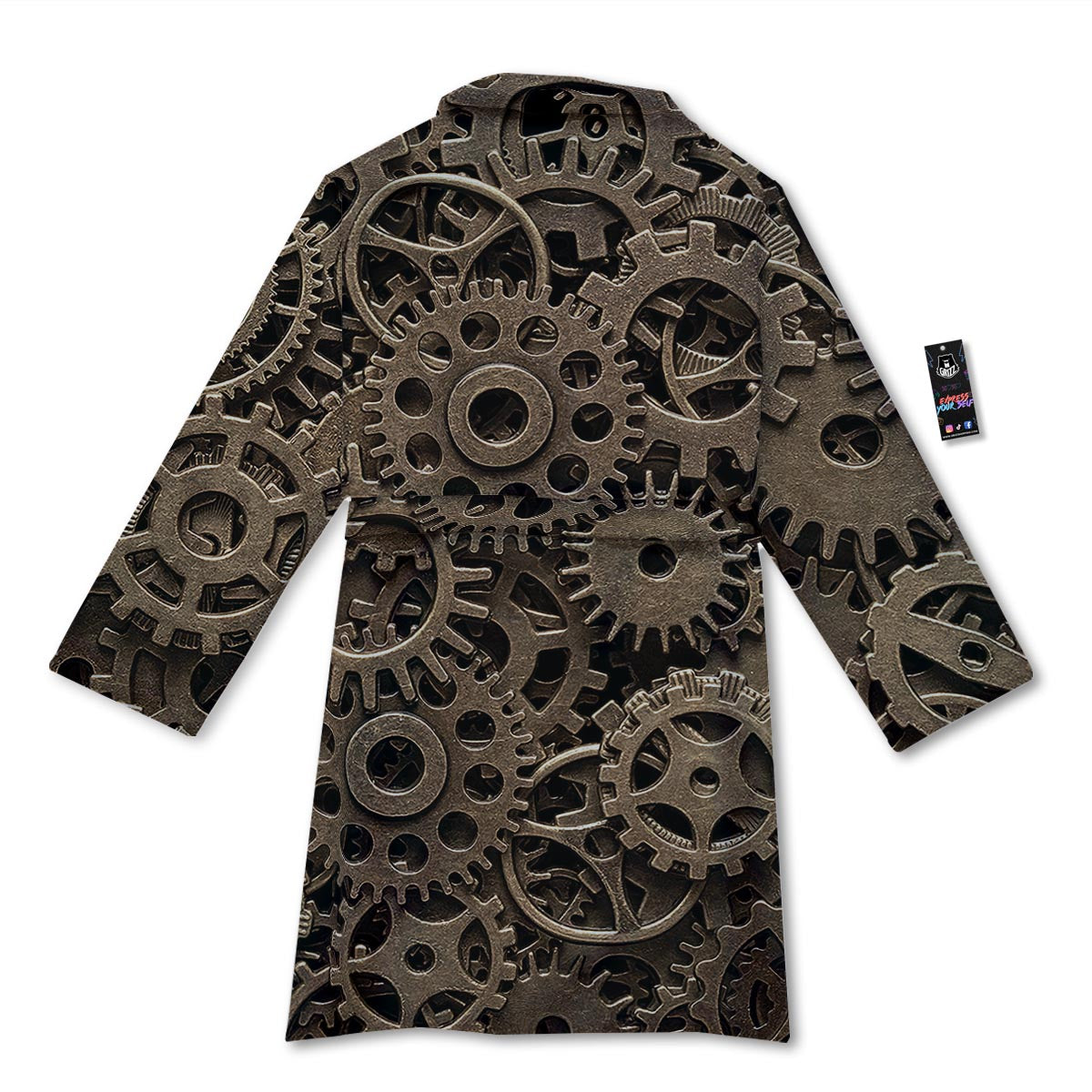 Steampunk Brass Gears And Cogs Print Bathrobe-grizzshop