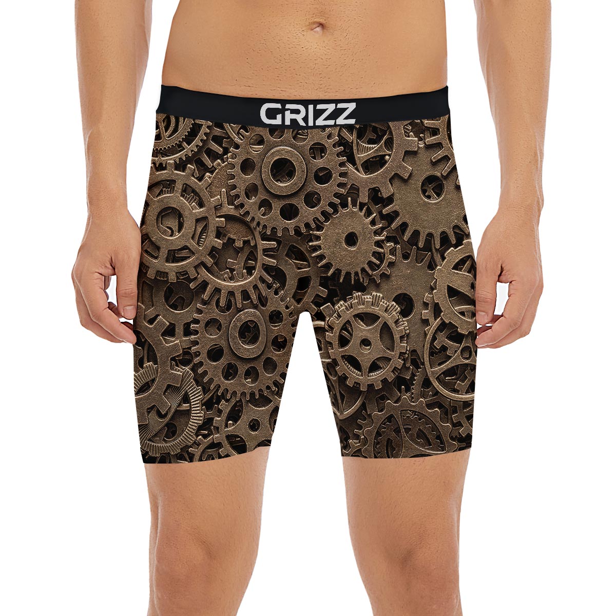 Steampunk Brass Gears And Cogs Print Boxer Briefs-grizzshop