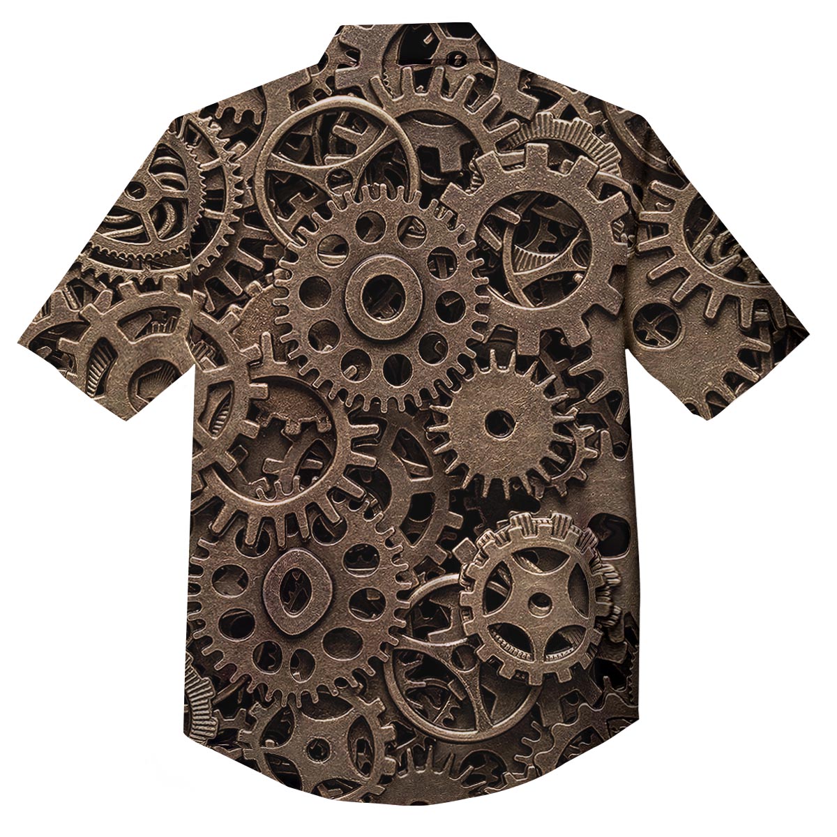 Steampunk Brass Gears And Cogs Print Button Up Shirt-grizzshop