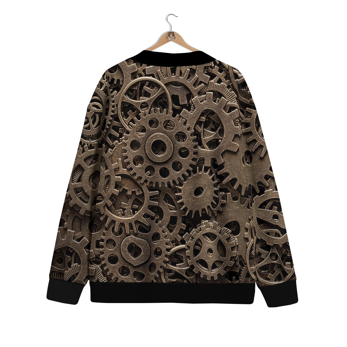 Steampunk Brass Gears And Cogs Print Cardigan-grizzshop