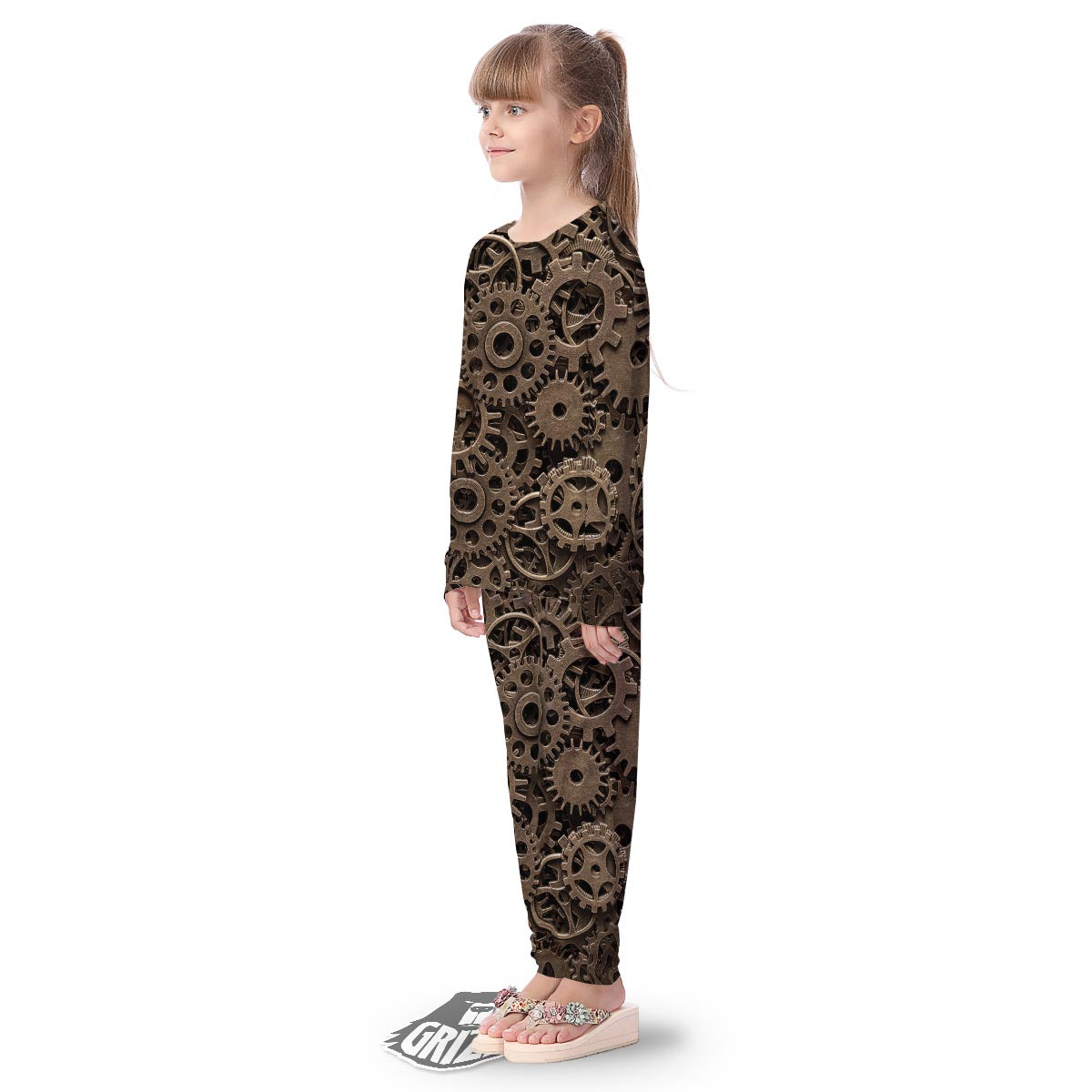 Steampunk Brass Gears And Cogs Print Kid's Pajamas-grizzshop
