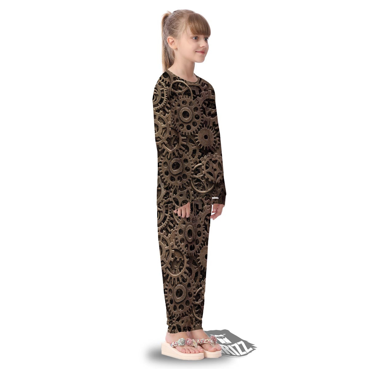 Steampunk Brass Gears And Cogs Print Kid's Pajamas-grizzshop