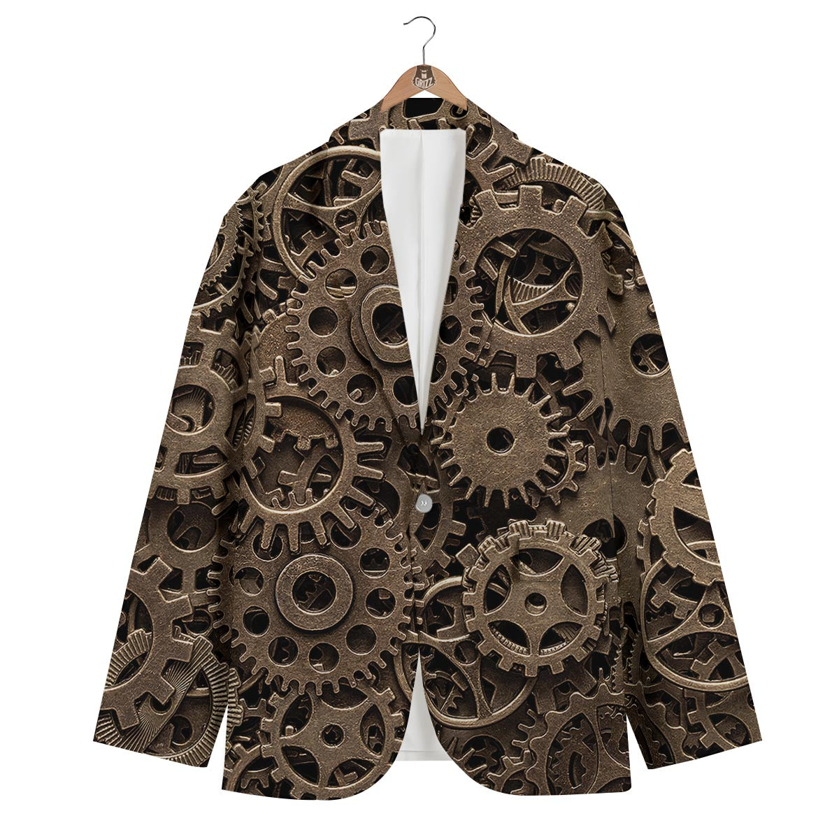 Steampunk Brass Gears And Cogs Print Men's Blazer-grizzshop