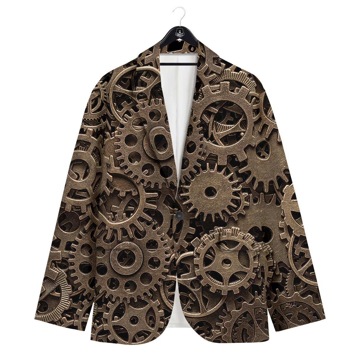 Steampunk Brass Gears And Cogs Print Men's Sport Coat-grizzshop