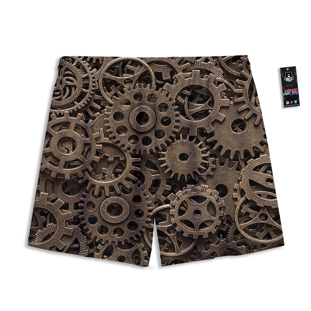 Steampunk Brass Gears And Cogs Print Mesh Shorts