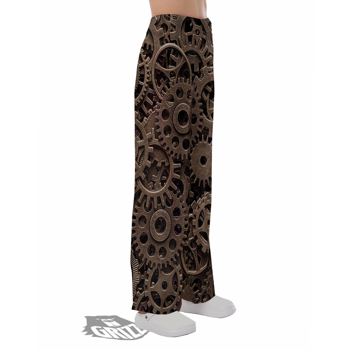 Steampunk Brass Gears And Cogs Print Pajama Pants-grizzshop