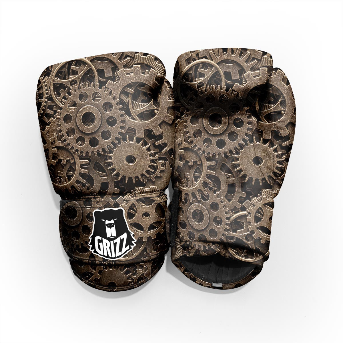 Steampunk Brass Gears And Cogs Print Pro Boxing Glove