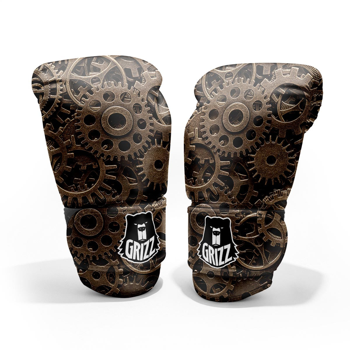 Steampunk Brass Gears And Cogs Print Pro Boxing Glove