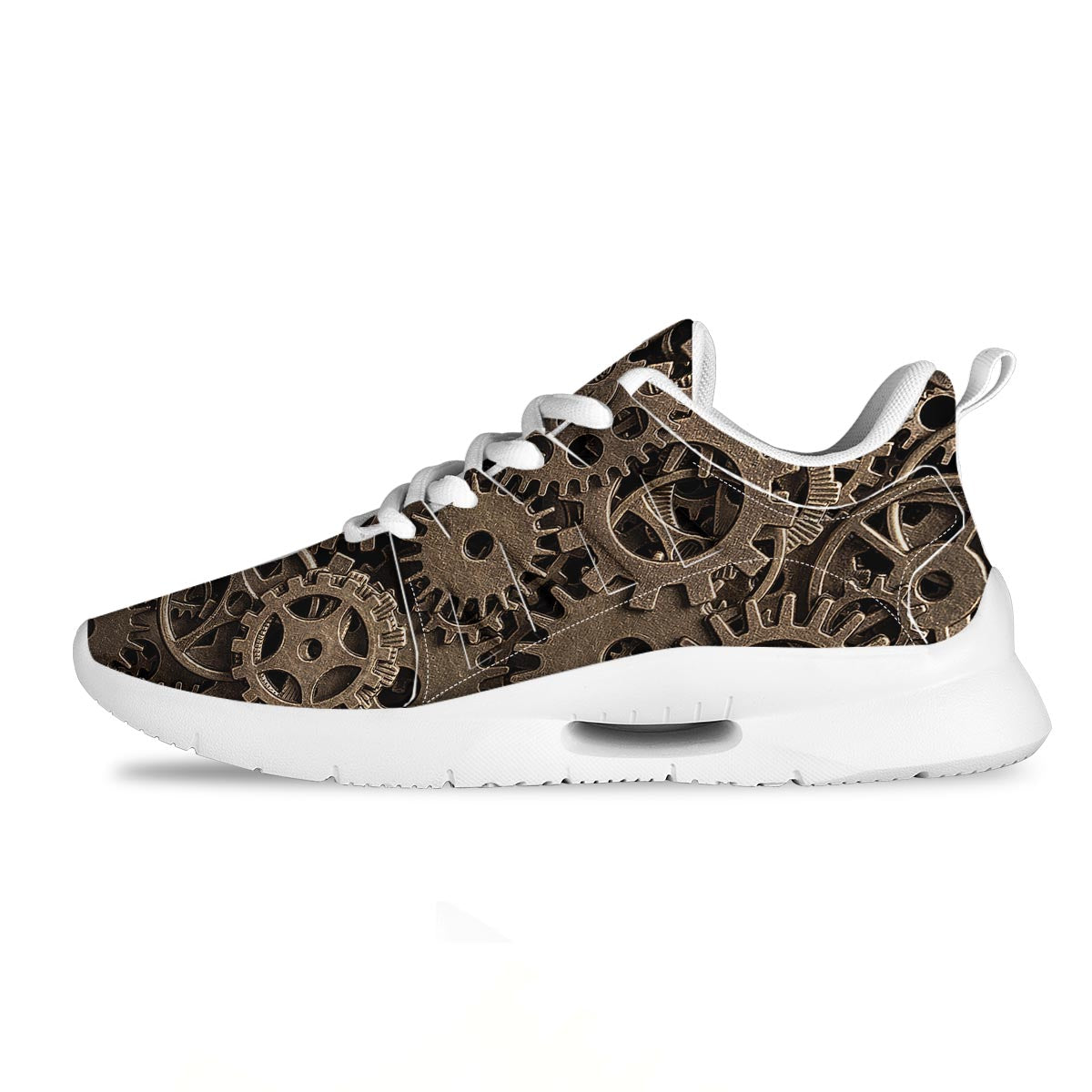 Steampunk Brass Gears And Cogs Print Tennis Shoes-grizzshop