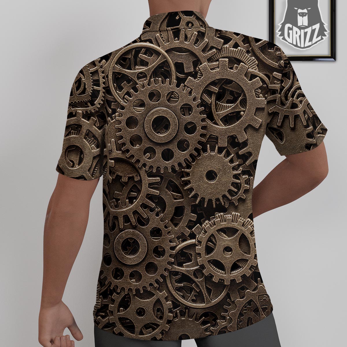 Steampunk Brass Gears And Cogs Print Untucked Shirts-grizzshop