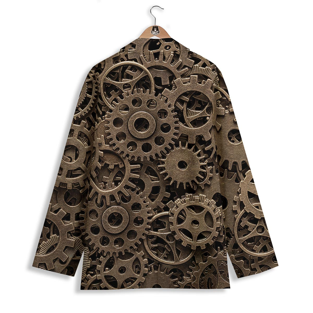 Steampunk Brass Gears And Cogs Print Women's Blazer-grizzshop