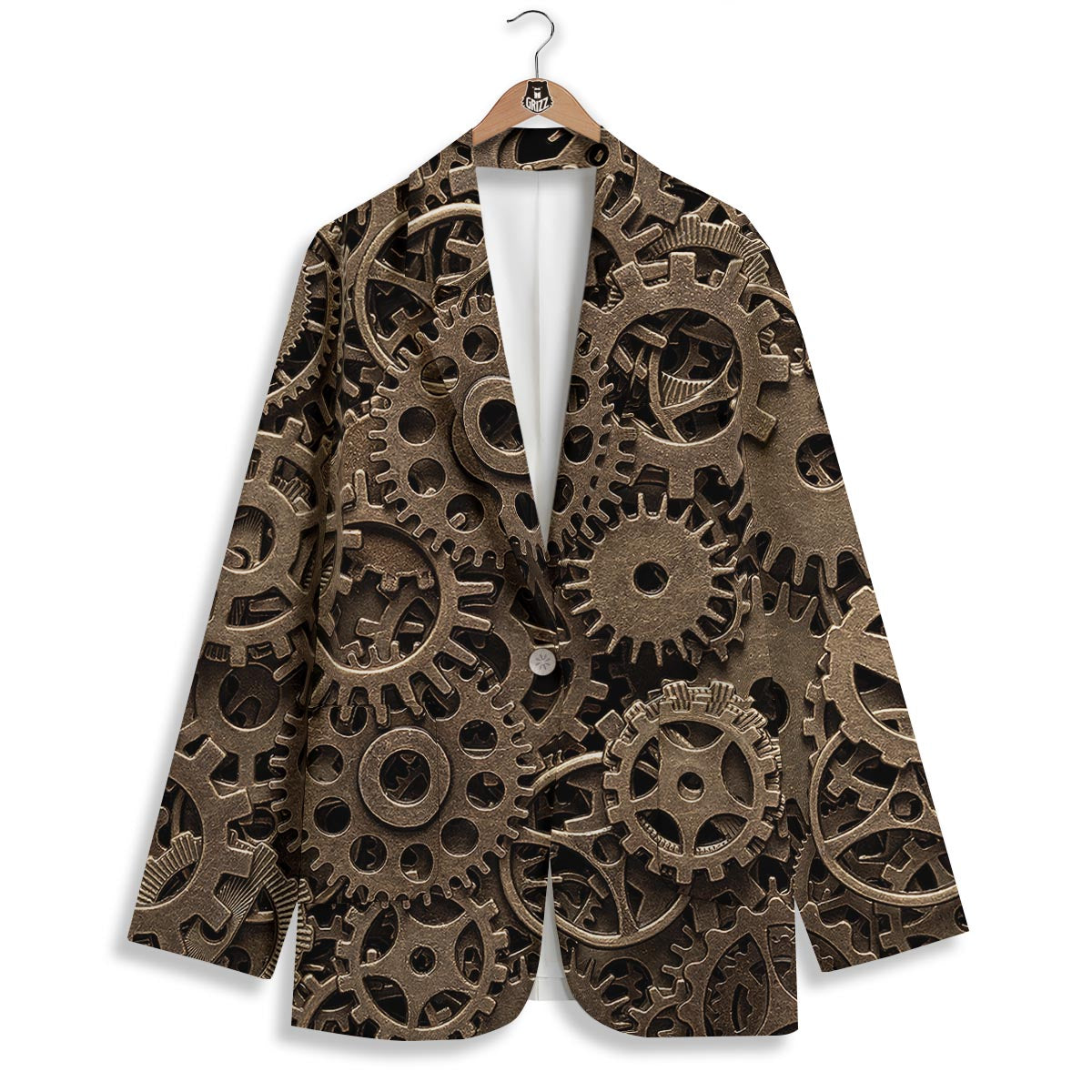 Steampunk Brass Gears And Cogs Print Women's Blazer-grizzshop