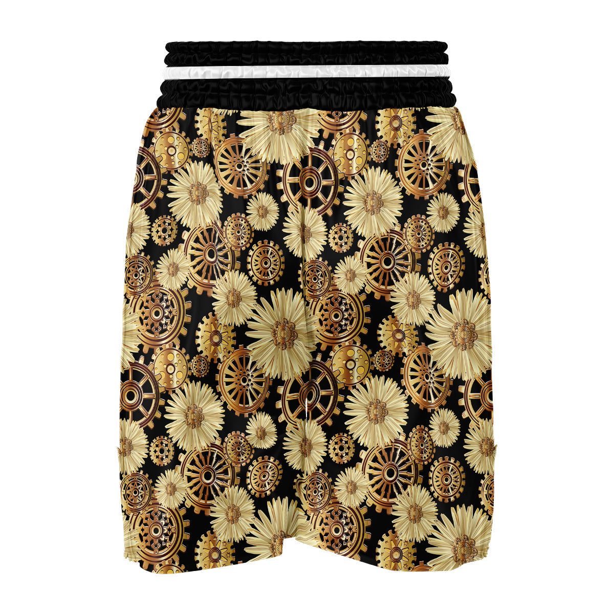 Steampunk Floral Pattern Print Boxing Shorts-grizzshop